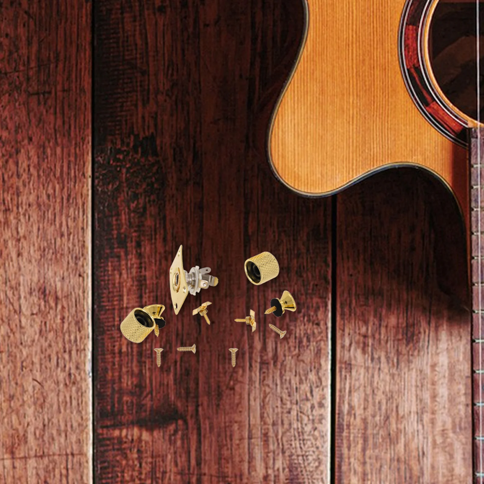 

Guitar Accessory Set Electric Jack Plate Tail Needle Golden Metal Accessories Straps