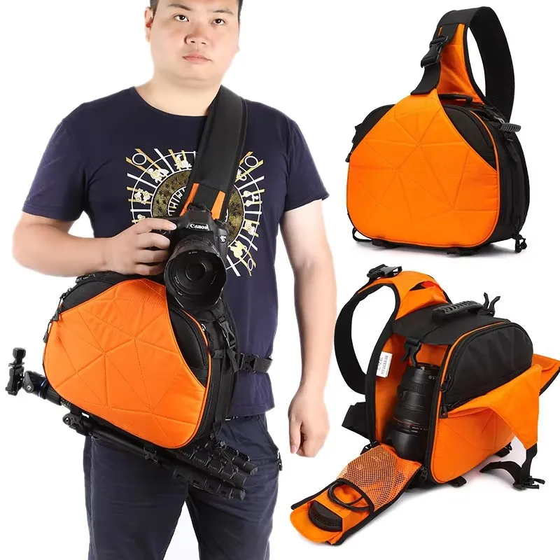 Triangle Sling Shoulder Camera Bag Cross Body DSLR Photography Case Soft Padded Men Women Waterproof Knapsack for Canon Nikon