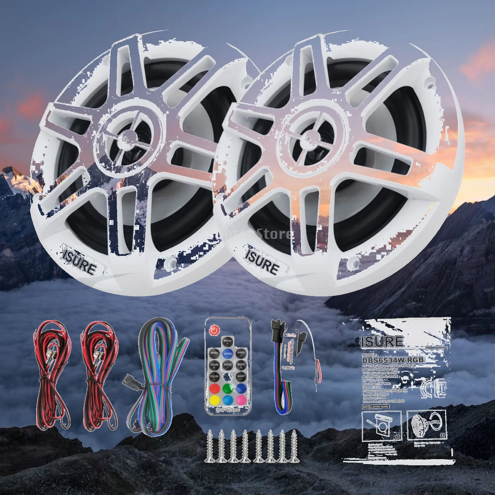 Speaker Assembly with Wireless Controller Control Rugged Marine Speaker Kit Pair Marine Speakers Full Range for Boat Owners, Rv