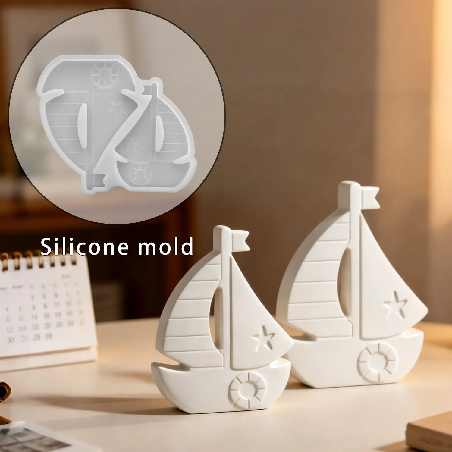 DIY inflatable ring sailboat resin mold, small boat sail decoration, plaster silicone mold