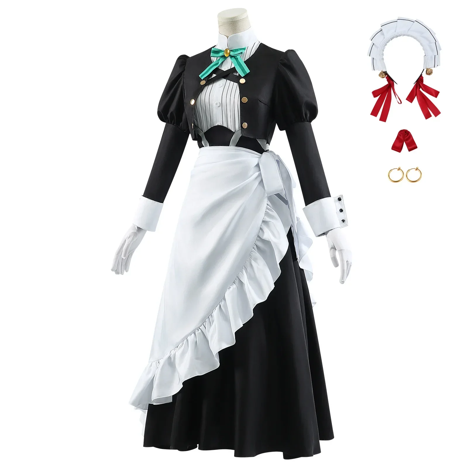 You Are Ms Servant Yuki Yokoya Xue Cosplay Costume Maid Dress Hair Band Earrings Full Set Halloween Carnival Role Play Uniforms