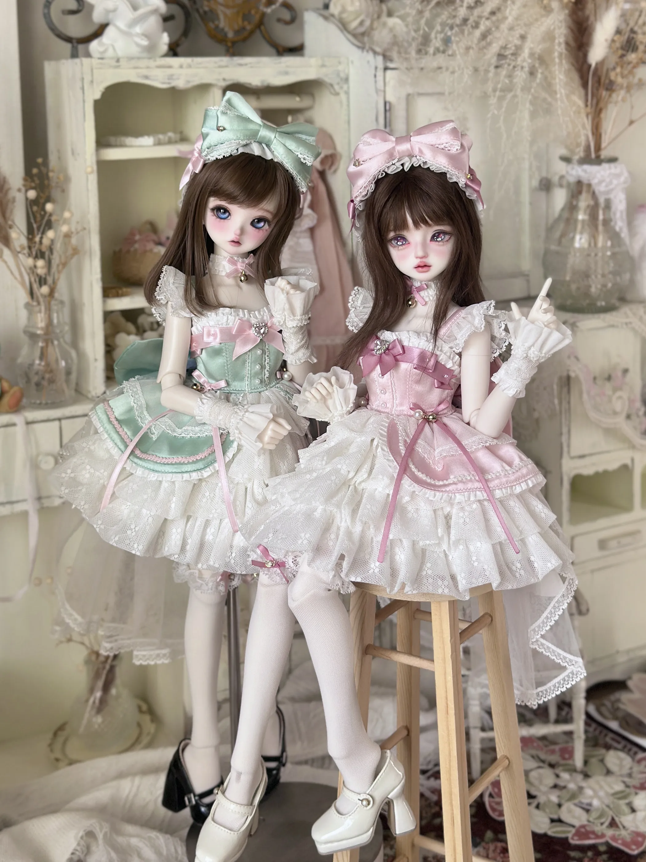 JadeShine Bjd Doll Clothes 1/4 Sweet Lolita Doll Outfit Ribbon Gift Box Dress Full Set Fit BJD MDD 1/4 Points Girl Doll Ready