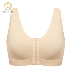 DELIMIRA Women's Cozzifree Front Closure Wireless Bras Plus Size Full Coverage No Underwire Unlined Comfort Bra