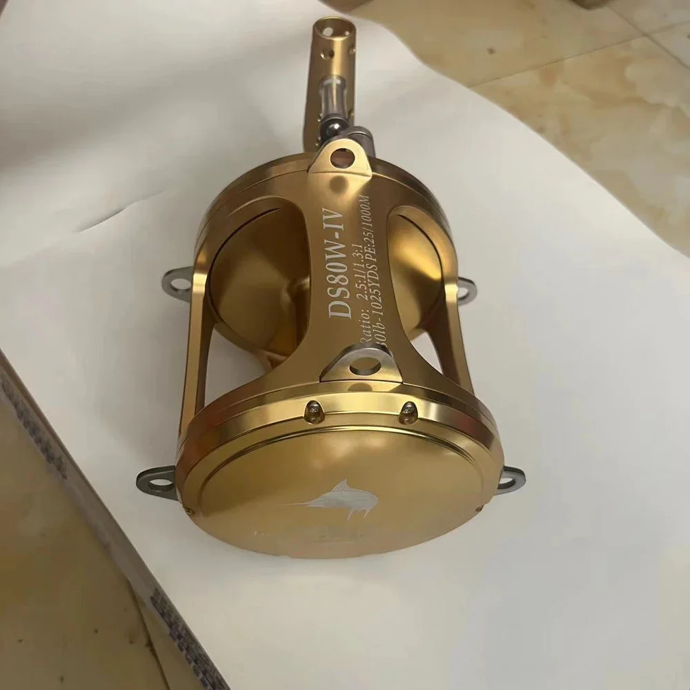 Hochleistungs-CNC-Angelrolle mit 2 Geschwindigkeiten und 130 LB maximaler Bremskraft für Salzwasser-Trolling und Jigging, ideal für Riesen-Thunfisch und Marlin, 80W 130W – Detail 15