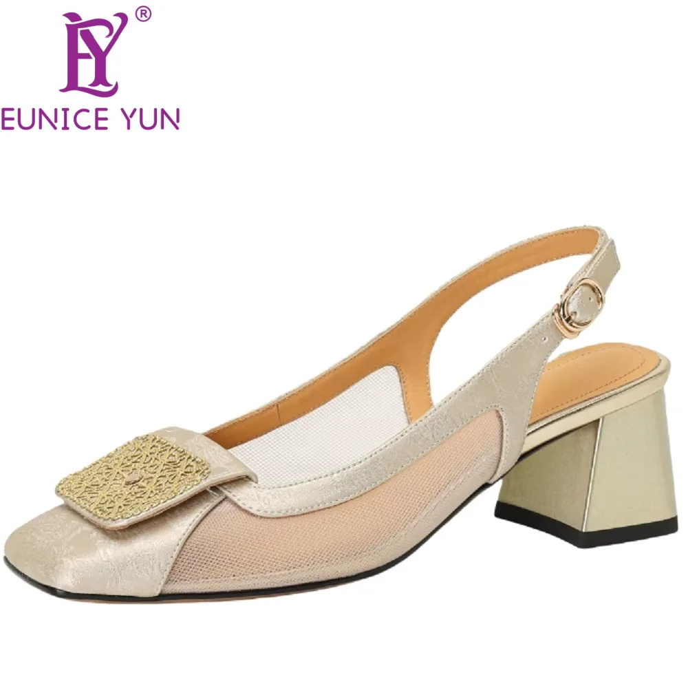 

【EUNICE YUN】Новая подушка из натуральной кожи в китайском стиле в стиле ретро, мягкая дышащая сетчатая подошва, толстая обувь 34-41