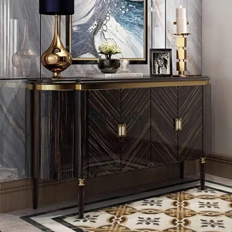 

yj32 American light luxury solid wood dining side cabinet, post-modern entrance light luxury small apartment locker