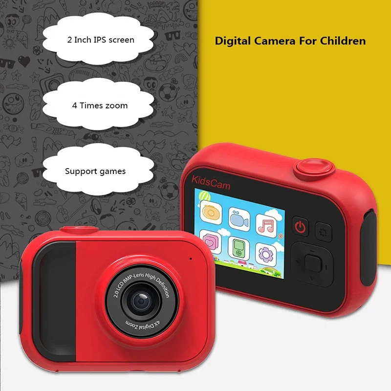 Mini fotocamera fotografica educativa per bambini 24MP Full HD 1080P Fotocamera digitale Zoom 4x Fotocamera giocattolo per bambini Regali di