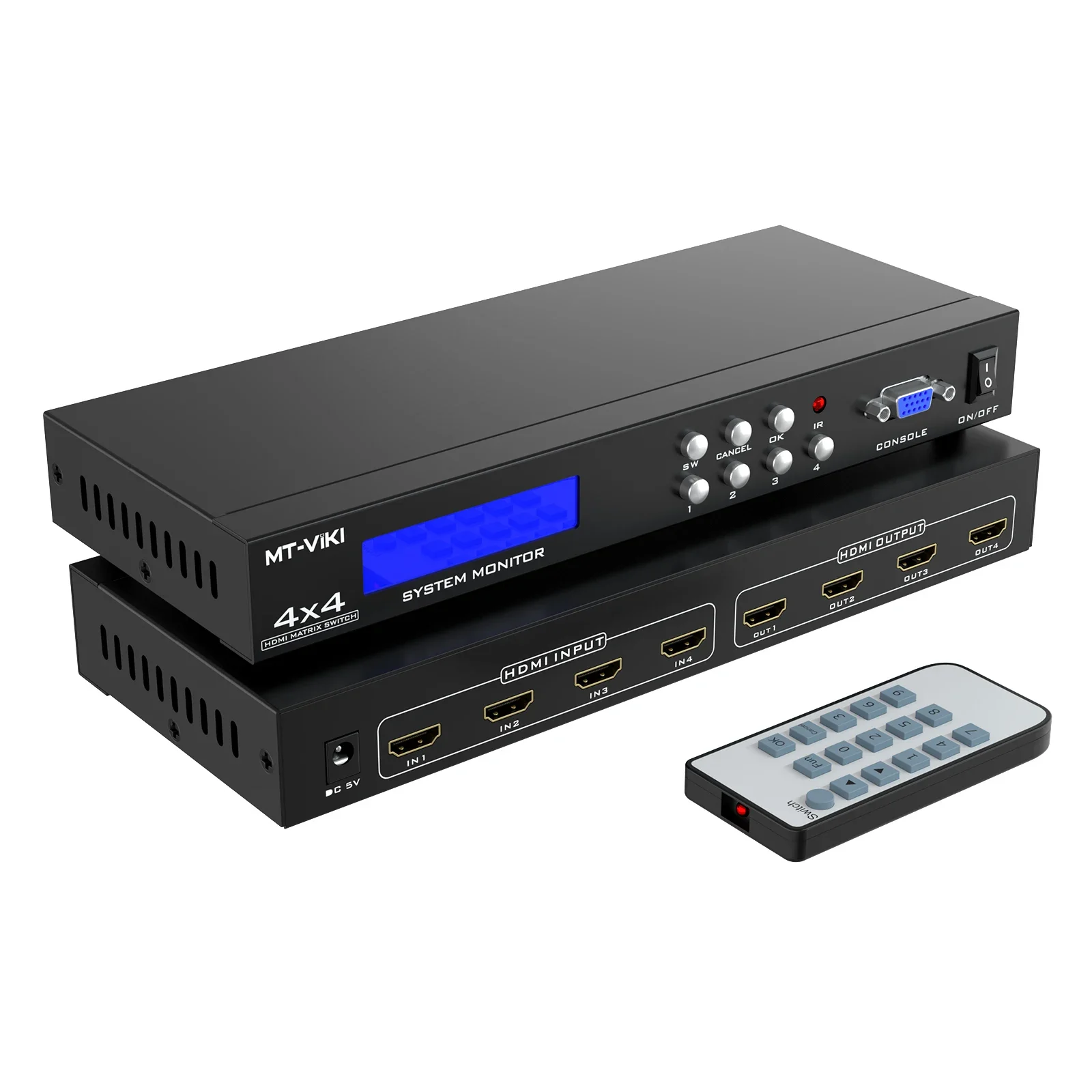 2025 4K 60Hz Video HDMI Matrix Switcher 4 in 4 Out, MT-VIKI Audio and Video Equipment HDMI Matrix 4x4