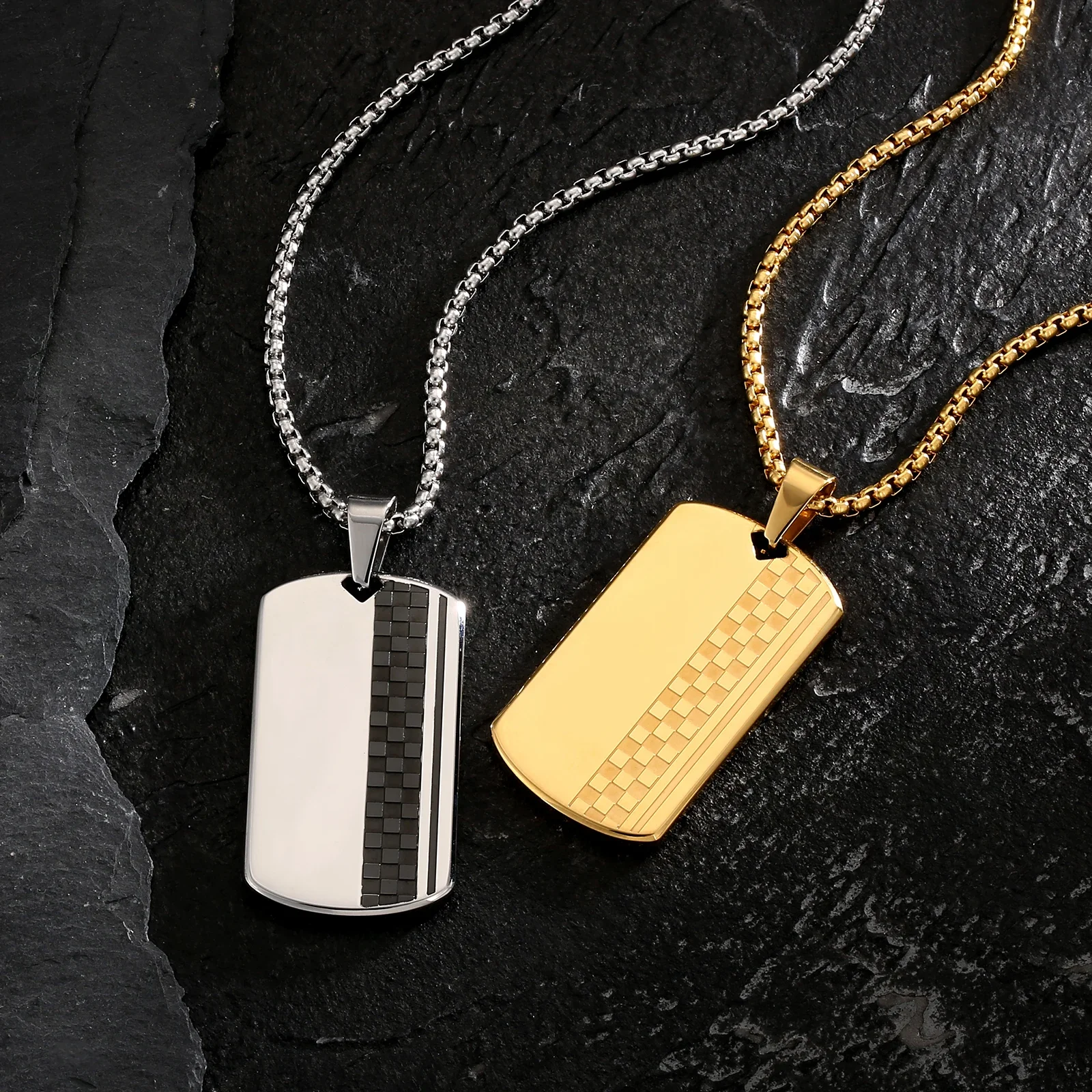 Stainless Steel 18K Gold Plated Viking Arrowhead Pendant Cross Pendant Bar Pendant Dog Tag Necklace for Men