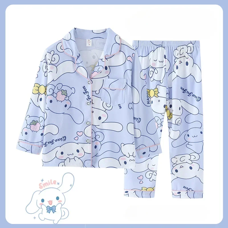 Sanrio giada cannella cane autunno nuovi pantaloni a maniche lunghe pigiama da donna per bambini pigiama di seta set loungewear casual da donna