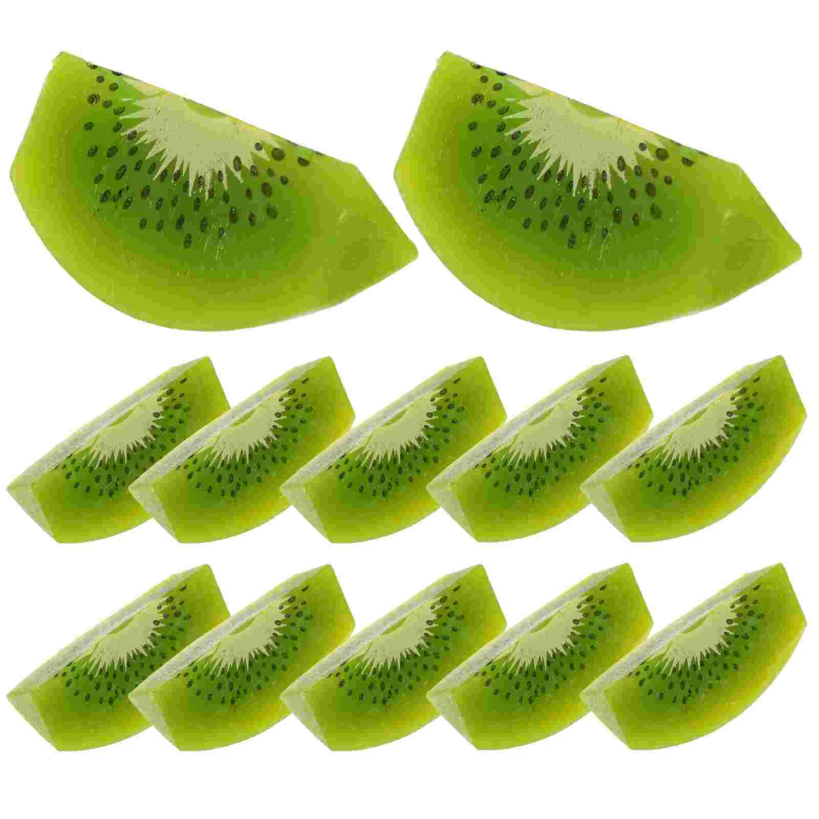 12 Pcs Simulated Kiwi Faux Slice Fake Fruits Simulation Creative Lifelike Model Imitation Adornment Toy