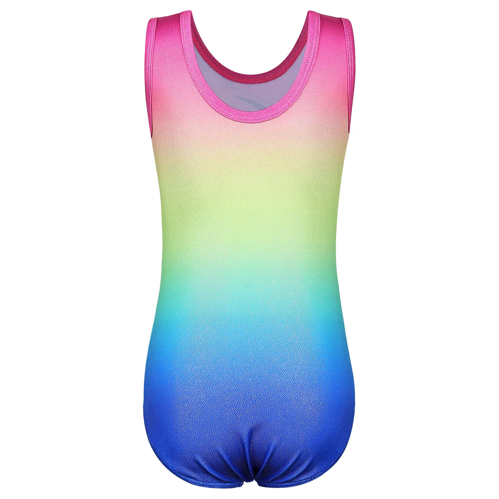 BAOHULU Girls Gymnastics Leotard One Piece Sleeveless Dance Wear Gradient Color Ballet Leotard Practice Acitive Wear