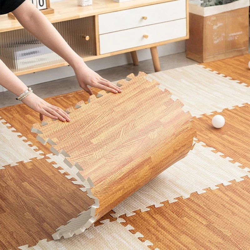 Wood Grain Interlocking Floor Mats Bedroom Decoration Non-Slip EVA Foam Puzzle Climbing Mat Splicing Play Mat Multi Use Kids Rug