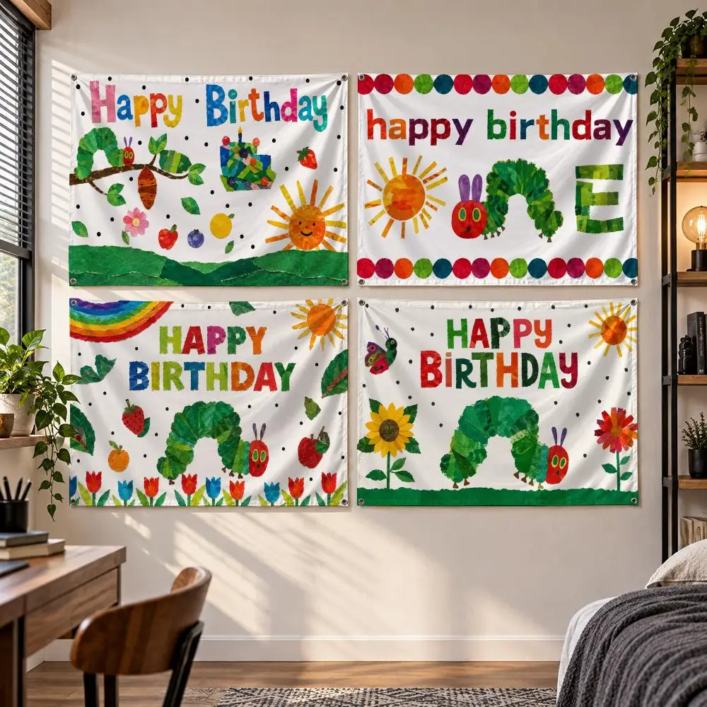 Book Kids Classic T-The Very Hungry Caterpillar Flags Banner Decor for Bedroom,Garden,Party,Club,Gaming Room,Indoor Outdoor