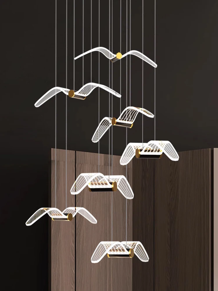 LED Seagull Restaurant Pendant Light Luxury Art Creative Bar Table Lamp Nordic Modern Simple Atmosphere Staircase Pendant Light