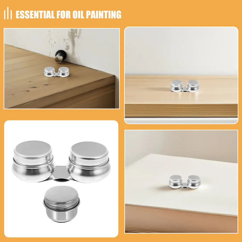 2Pcs Stainless Steel Paint Mixing Cup For Plein Air Painting Oil Paint Artist Cups Brush Washer Pot Palette Clips