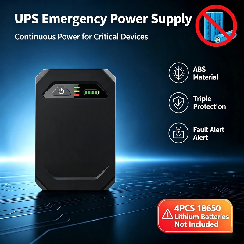 EU DC UPS，4×18650 Battery DIY Uninterrupted Power Supply Box，5V 9V 12V Output，for Router, Modem, Cellphone & Tablet