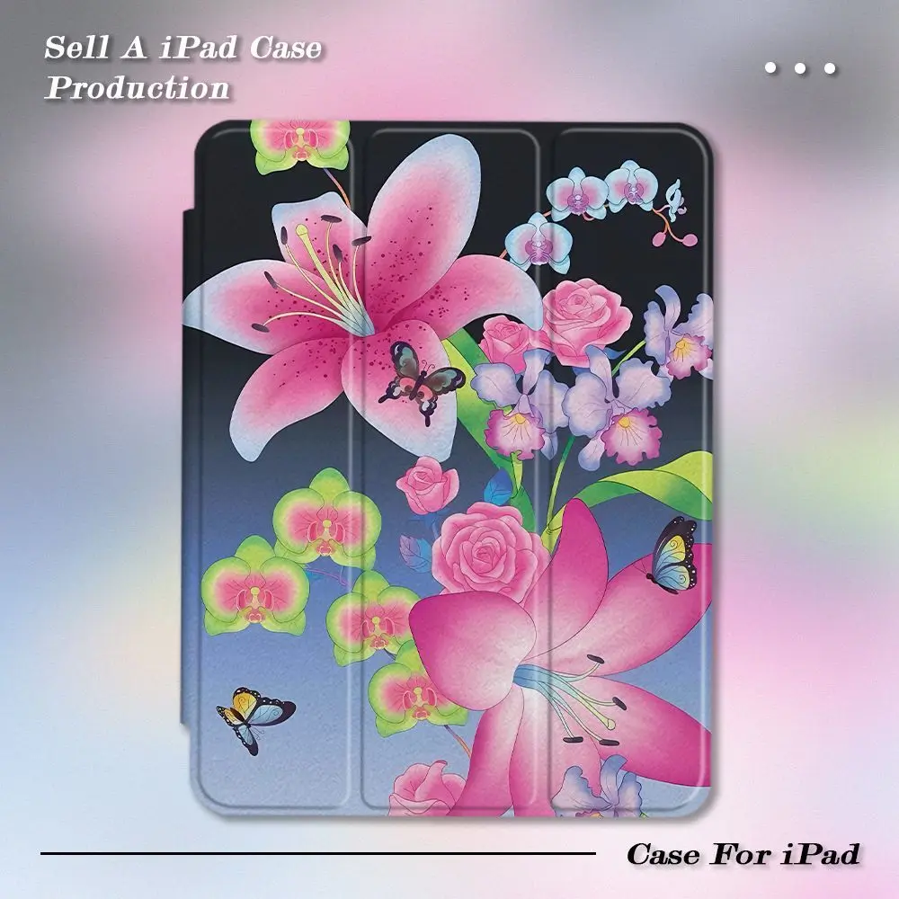 

Новый чехол-книжка Colorful Lily Flower для iPad Pro 11, 12.9, 13, M4, 9.7, 10.2 (5/6-го поколения), 7/8/9/10/11-го поколения, MINI 6, 7, Air 5, 6, 7