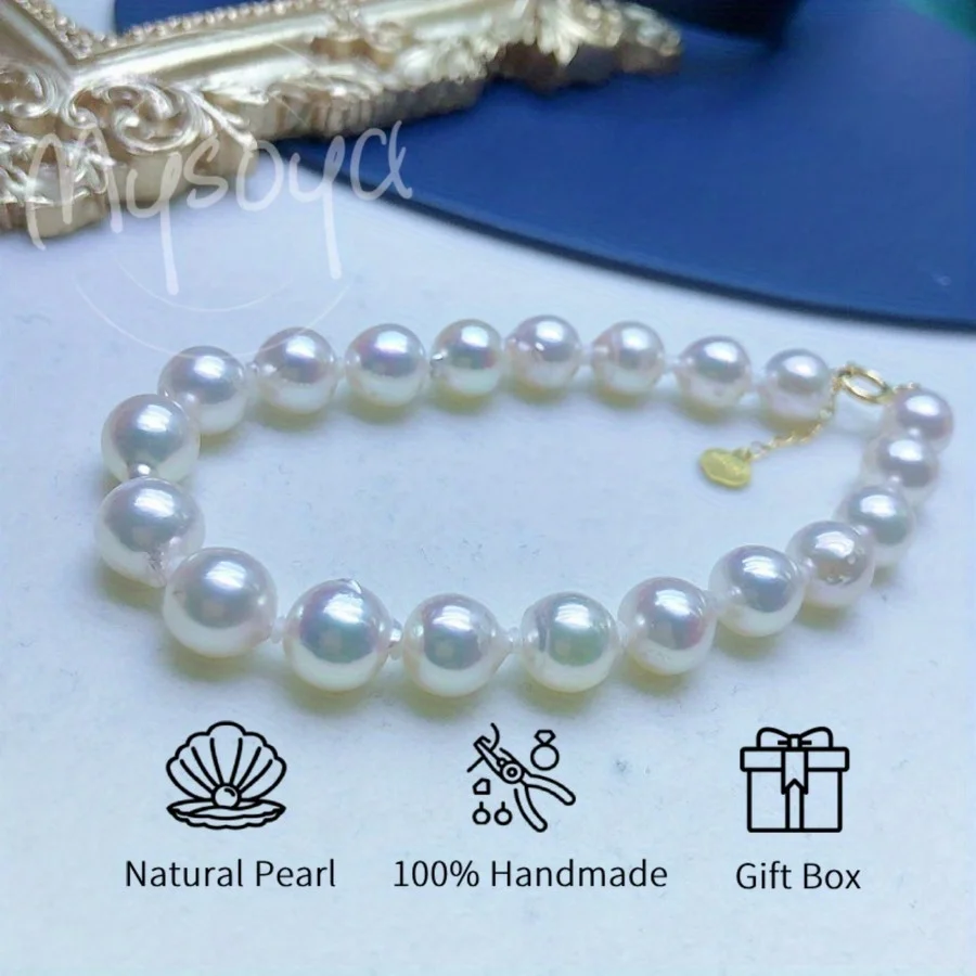 

Браслет MYSOYA из белого барочного жемчуга Акойя, высокий блеск, с подарочной коробкой, 6-6,5 мм, 7-7,5 мм, ювелирное украшение на день рождения/свадьбу