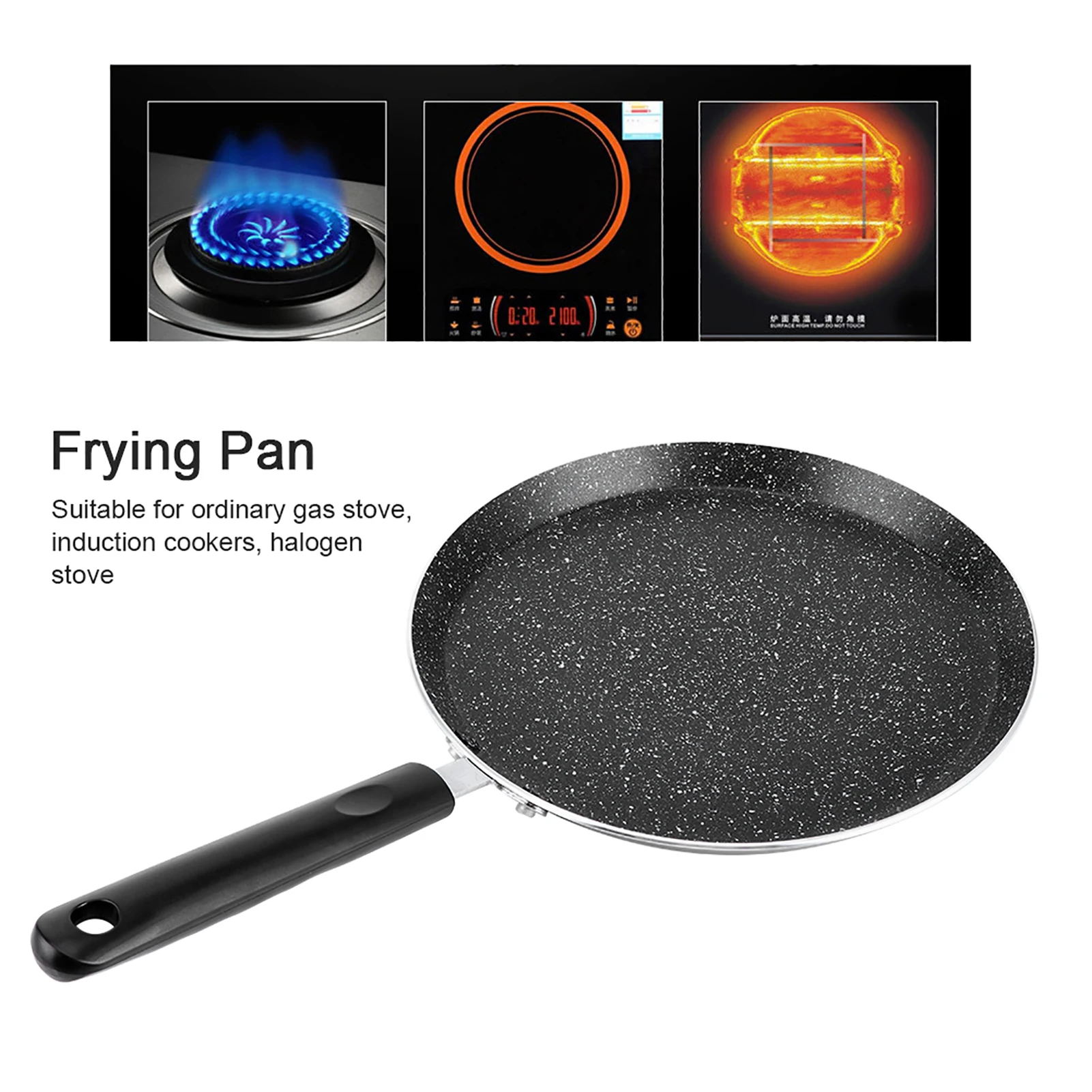 

3-Layer Bottom Frying Pan, Aluminum Alloy Non-Stick Frying Pan - Fast Heat, Even Cooking for Gas Stoves