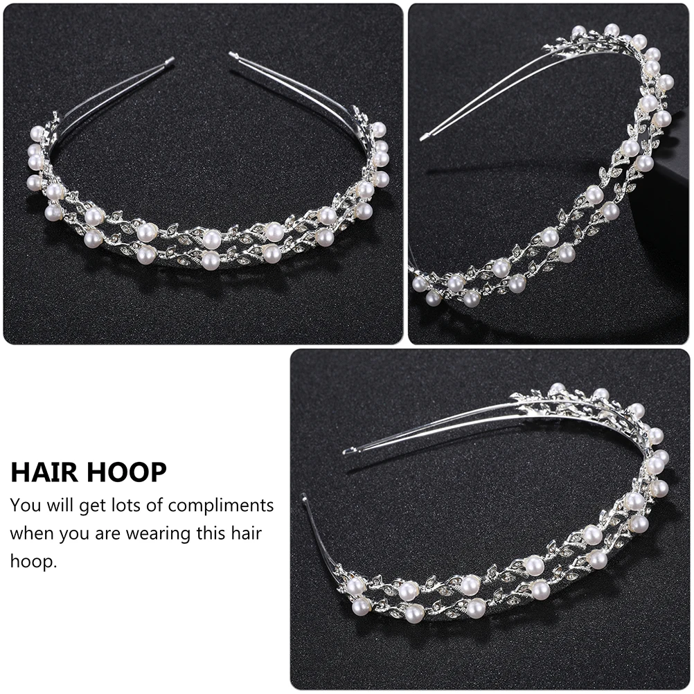 

Shiny Double Layer Pearl Headband for Women Lovely Wedding Bridal Hair Hoops Lightweight Glittering Jewelry Premium Material Non