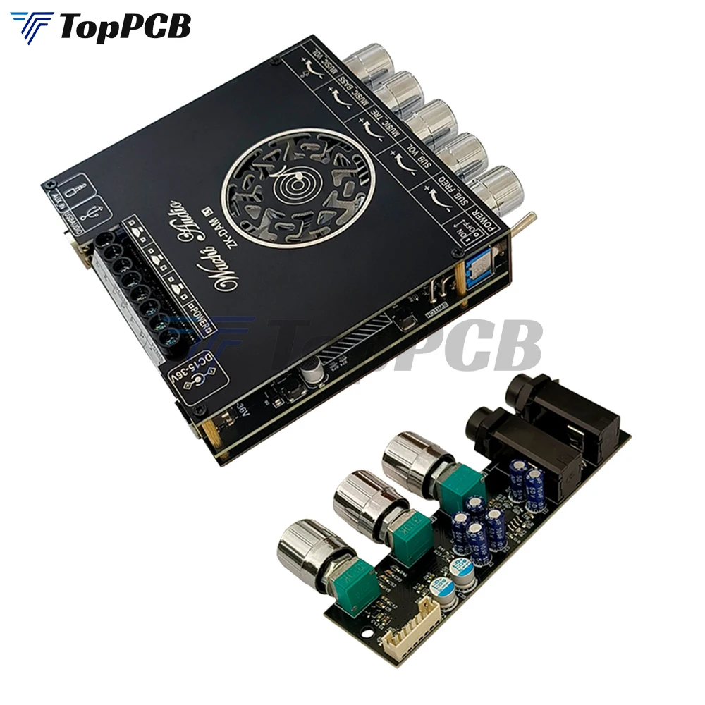 TPA3251D2 Karaoke MIC Audio Power Amplifier Board 220W+220W+350W 2.1 Channel Bluetooth 5.0 AUX Sound Card for Speaker Subwoofer