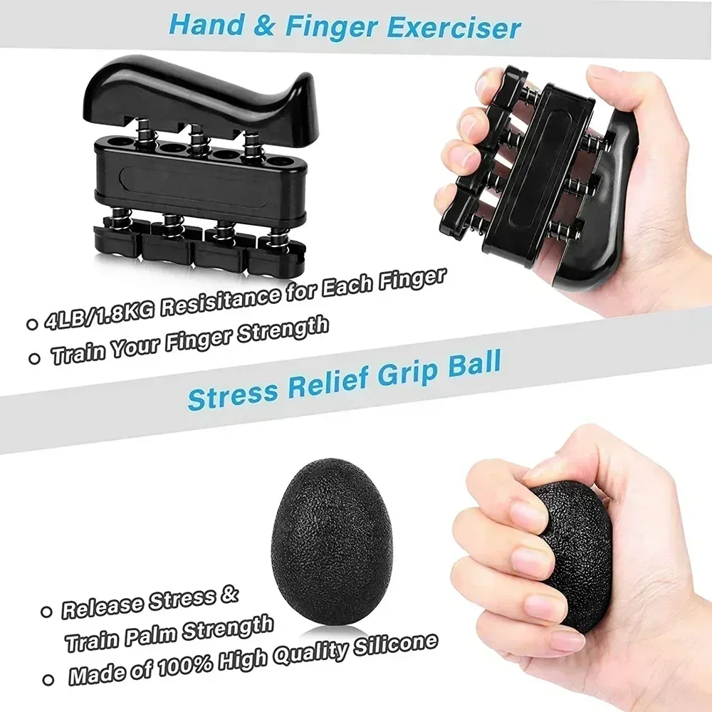 Gym Fitness Adjustable Count Hand Grip Set Finger Forearm Strength Muscle Recovery Gripper Exerciser Trainer Ball Decompression