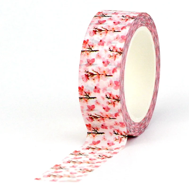 2023 NEW 1PC 10M Decor Cherry blossom stem Washi Tape for Scrapbooking Planner Adhesive Masking Tape Cute Papeleria