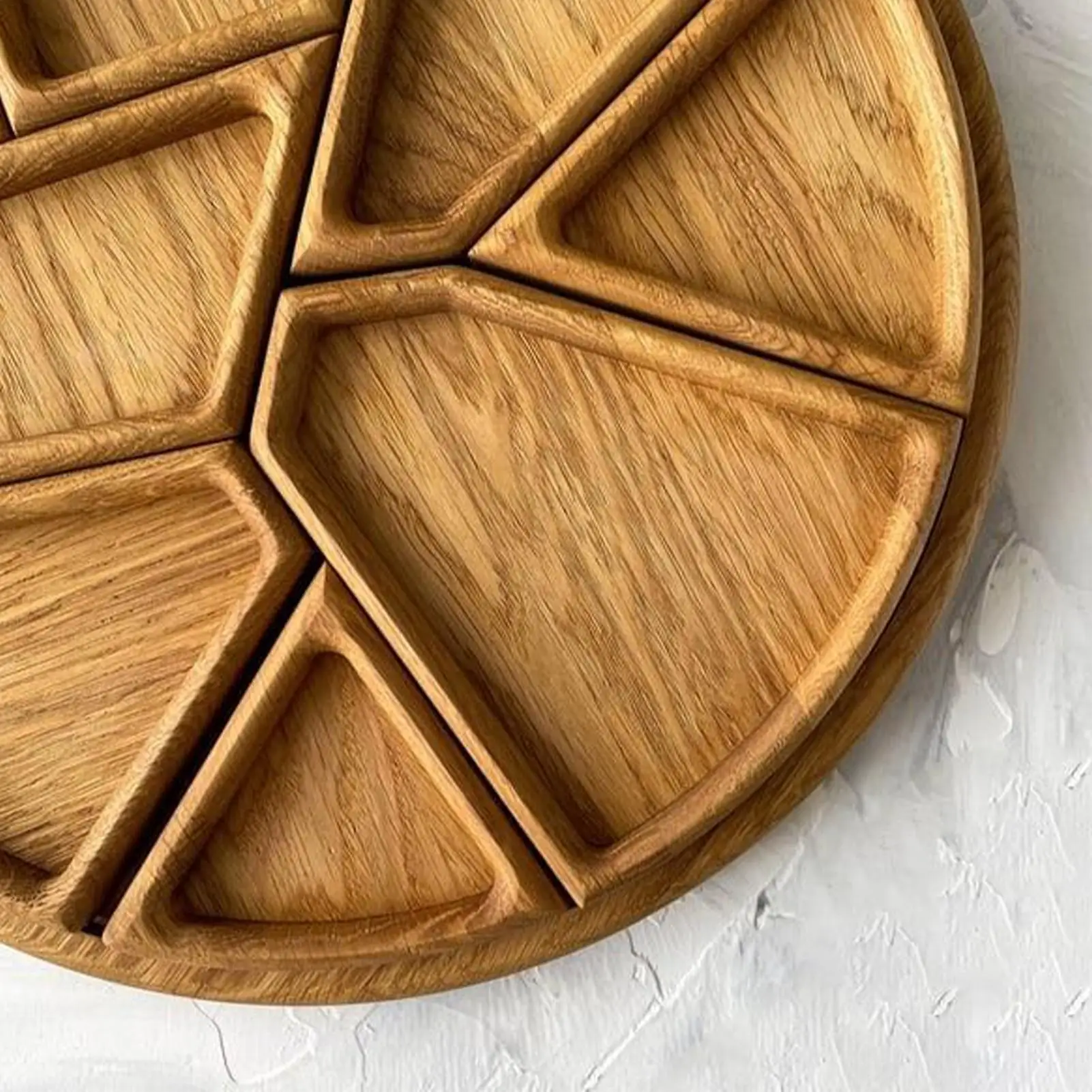 صينية تقديم خشبية لوح فحم 8-بتلة قابلة للفصل مقسمة طبق للوجبات الخفيفة صينية ألغاز من الخشب الطبيعي لإفطار المطبخ #2