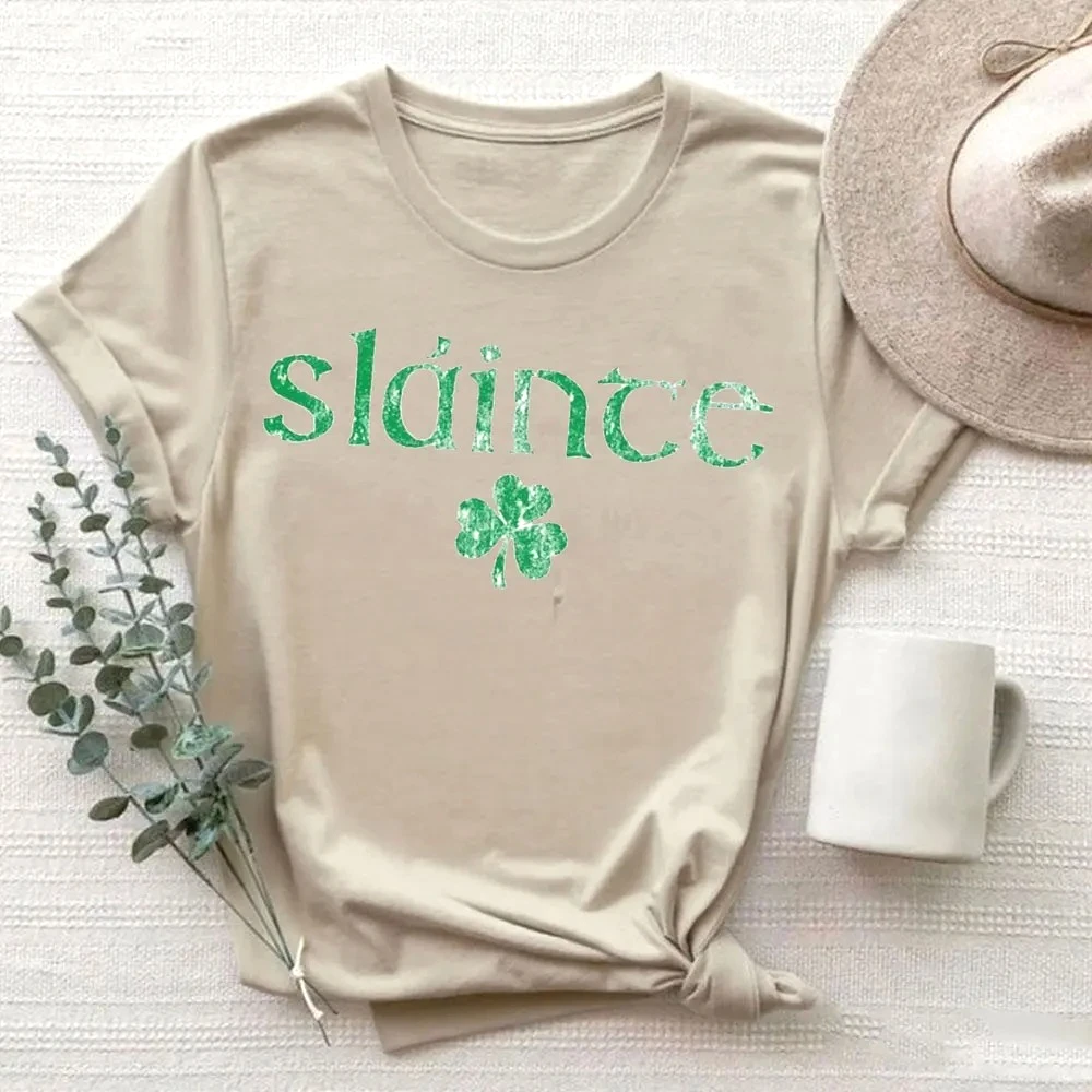 Retro Slainte Shirt Womens Shamrocks Tops St Patricks Day Clothes Cute Patricks Day Clothes Funny Irish Tee Y2k Tops Aesthetic