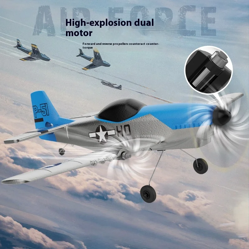 

Z63 P51 Mustang RC Airplane 3CH 2.4Ghz Remote Control Plane EPP Foam Fixed Wing Fighter Model Easy to Fly Toy for Kids Beginn