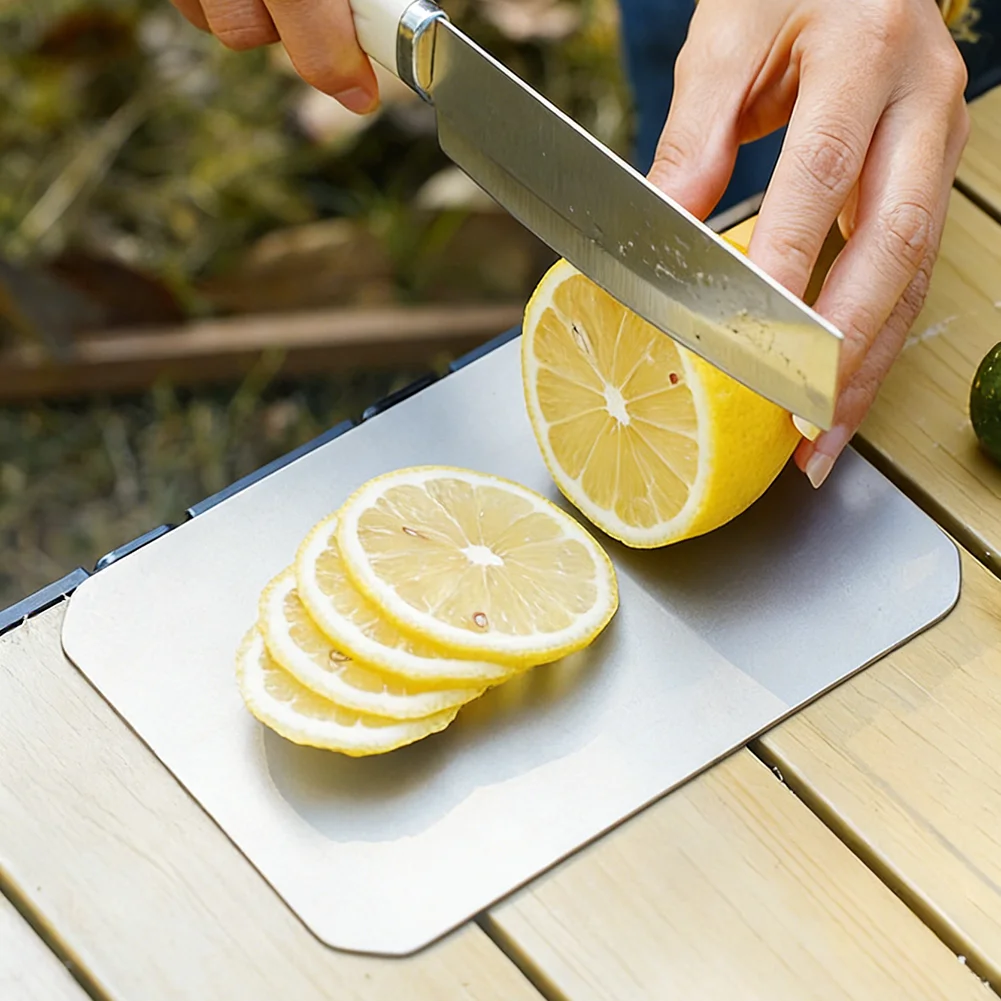 Mini Portable Chopping Board with Hanging Design, Lightweight – Titanium Cutting Board for Camping Canteen Lunch Bento Box
