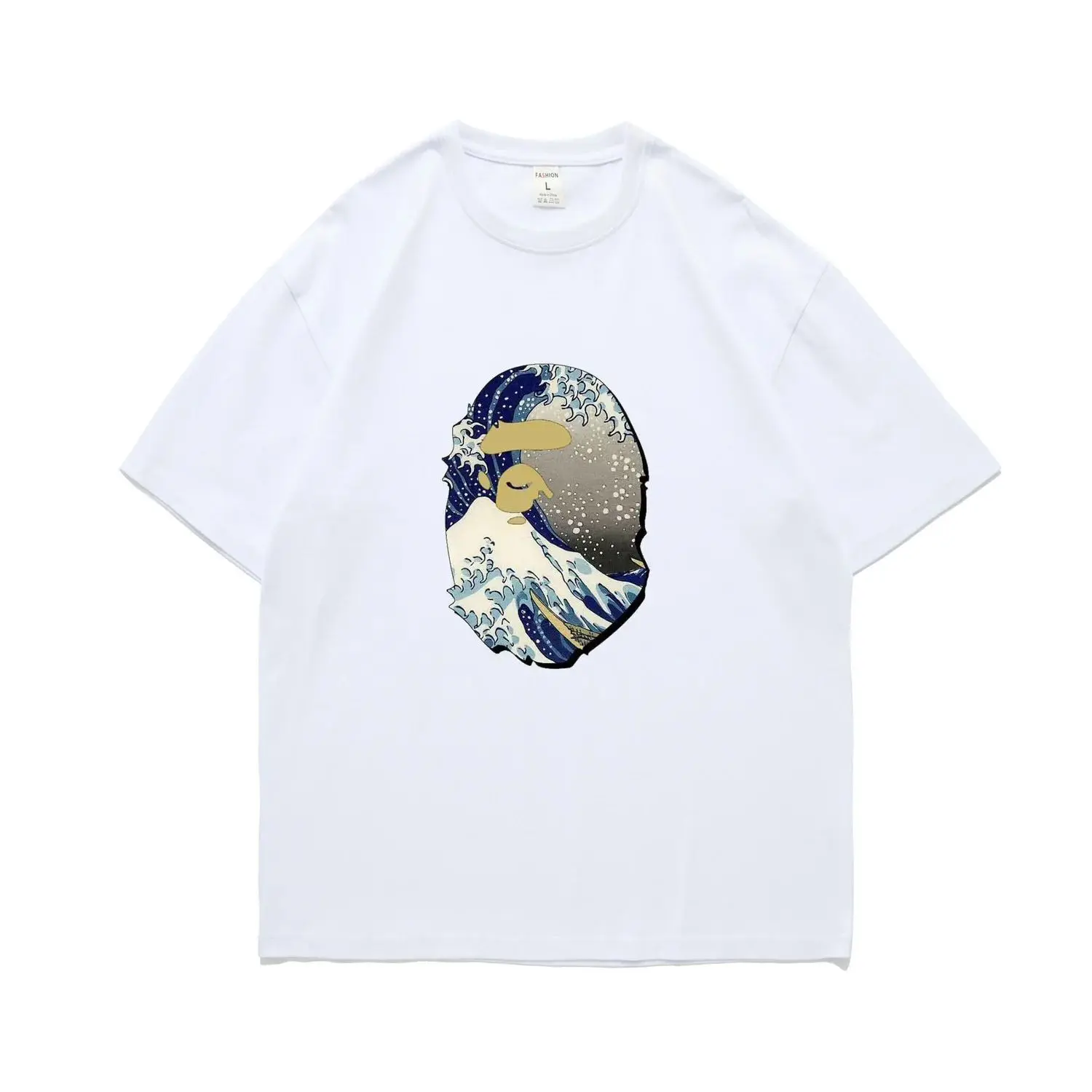 2025 BAPE Ape Head New Spray Japanese Oil Painting Style Niche Cotton Men's and Women's Printing Loose Short-sleeved T-shirt