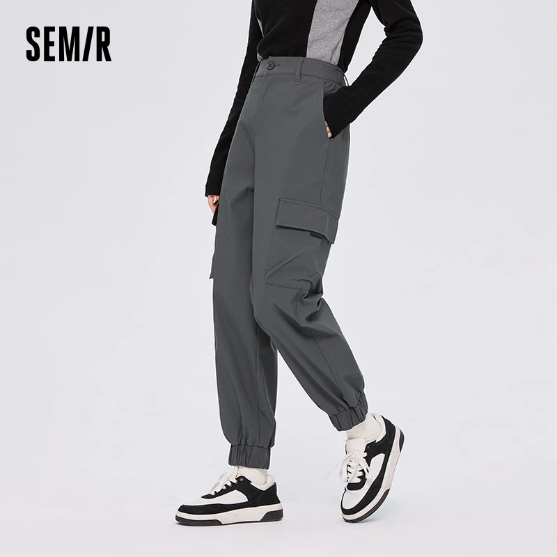 Semir Casual Pants Women Solid Color Overalls Handsome 2023 Winter New Girls\' Foot-Bound Jogging and Dancing Pants