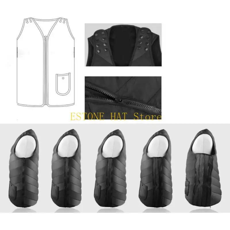 49MF 5 구역 가열 조끼 전기 자켓 코트 남여 겨울 따뜻한 조절 가능한 지퍼 민소매 양복 조끼 3 가열 레벨