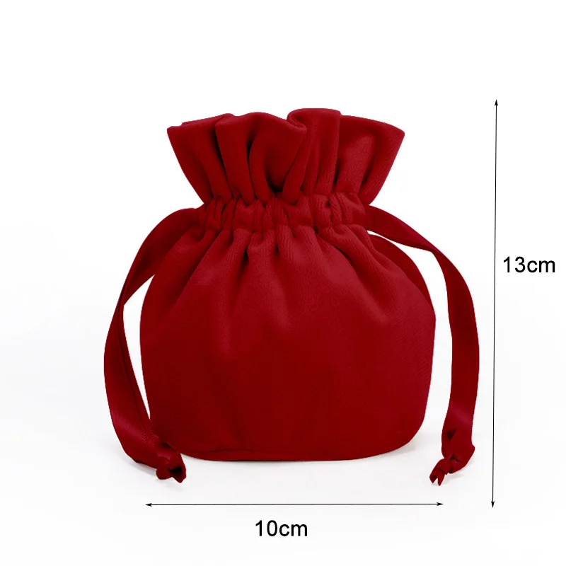 2022 Hot Sale Super Soft Flannel Jewelry 5Pcs/Lot Gift Bags Drawstring Pouches For Christmas Velvet Bolsa Can Customized Logo