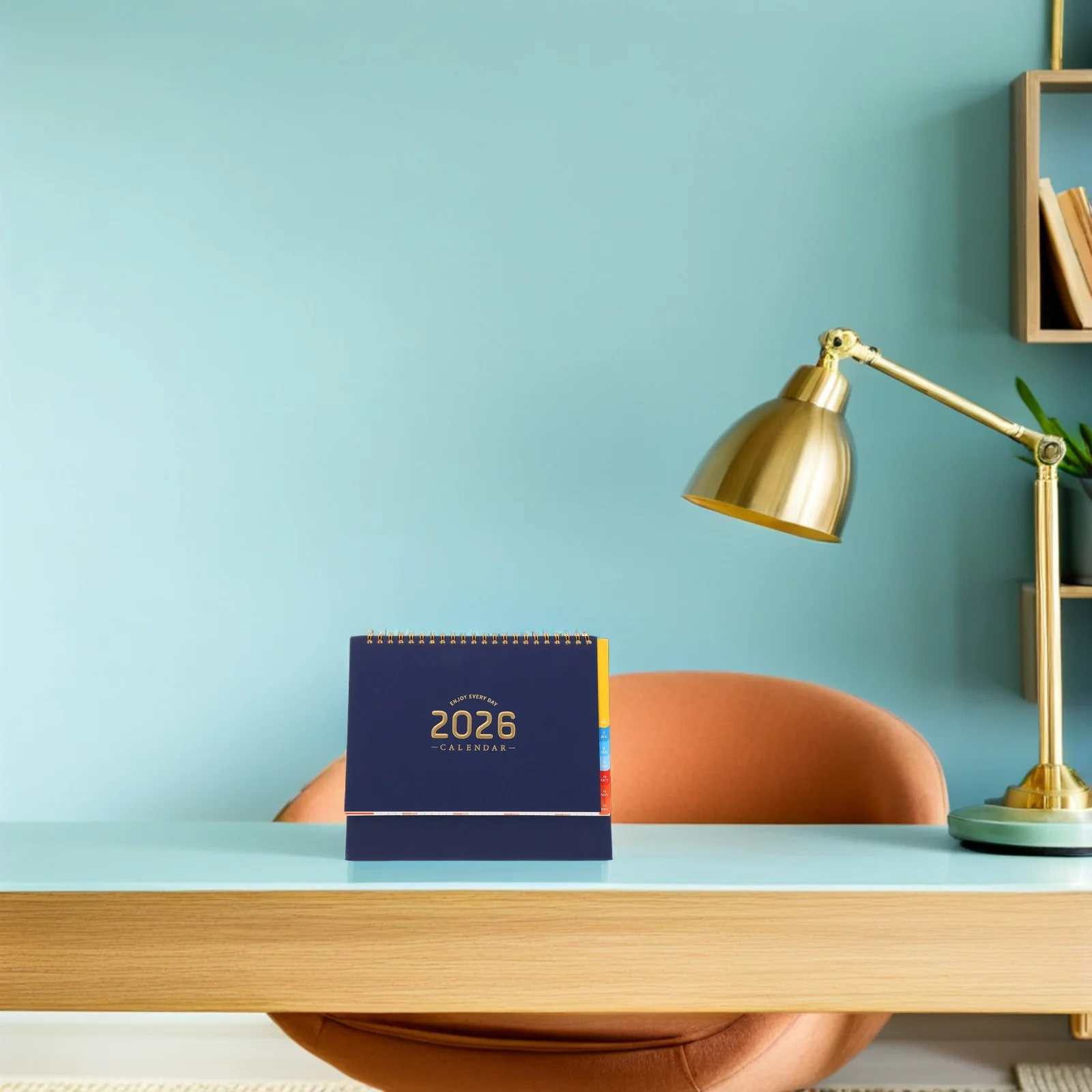 

Desk Calendar 2026 Standing Flip Desktop Minimalist Twin-Wire Binding Colorful Tabs Monthly Weekly Planner Organizer 2026