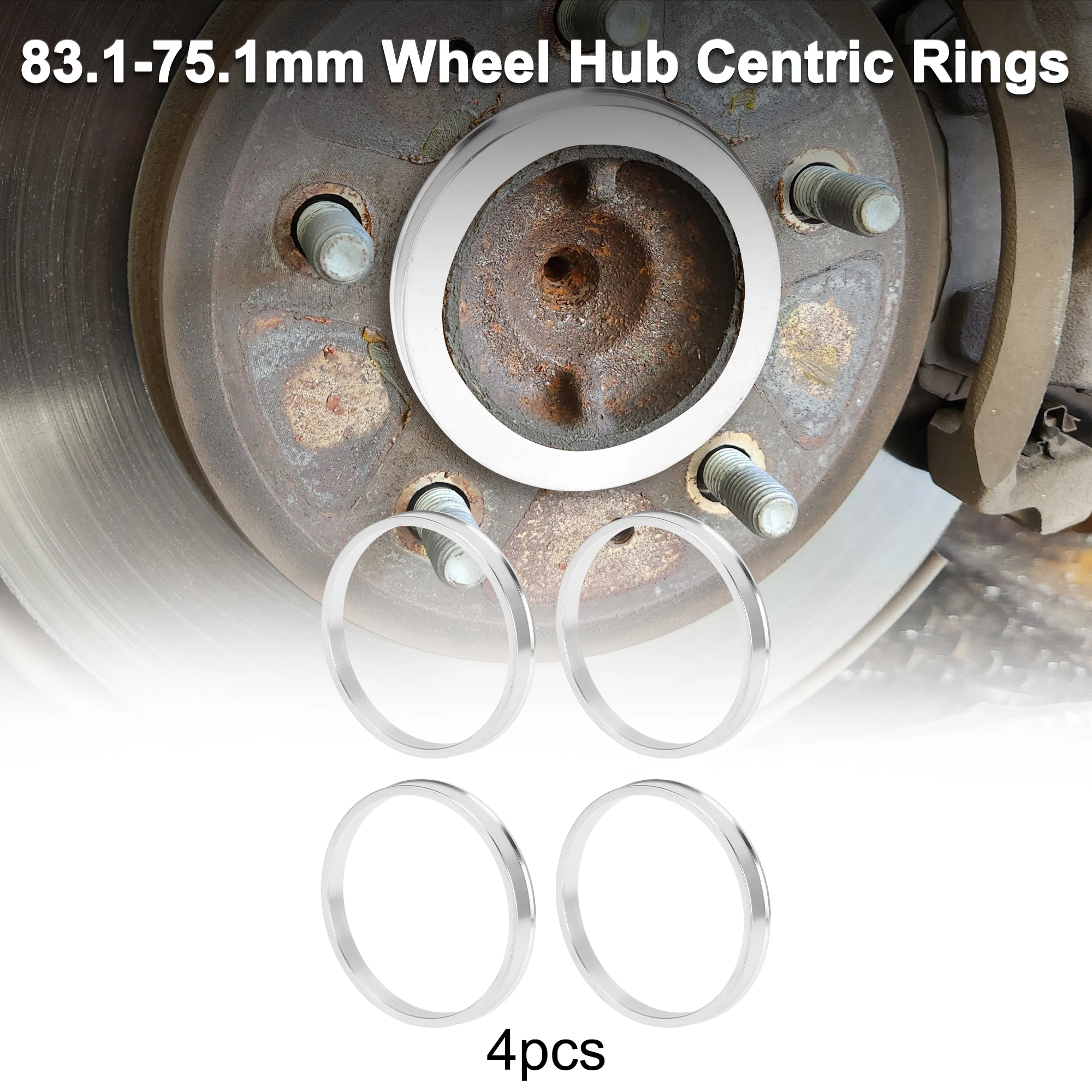 UXCELL 4pcs Car Wheel Hub Centric Ring OD 83.1mm to ID 56.1/58.1/63.4/66.6/73.1/79.6mm Wheels Center Shaft Shock Hubrings