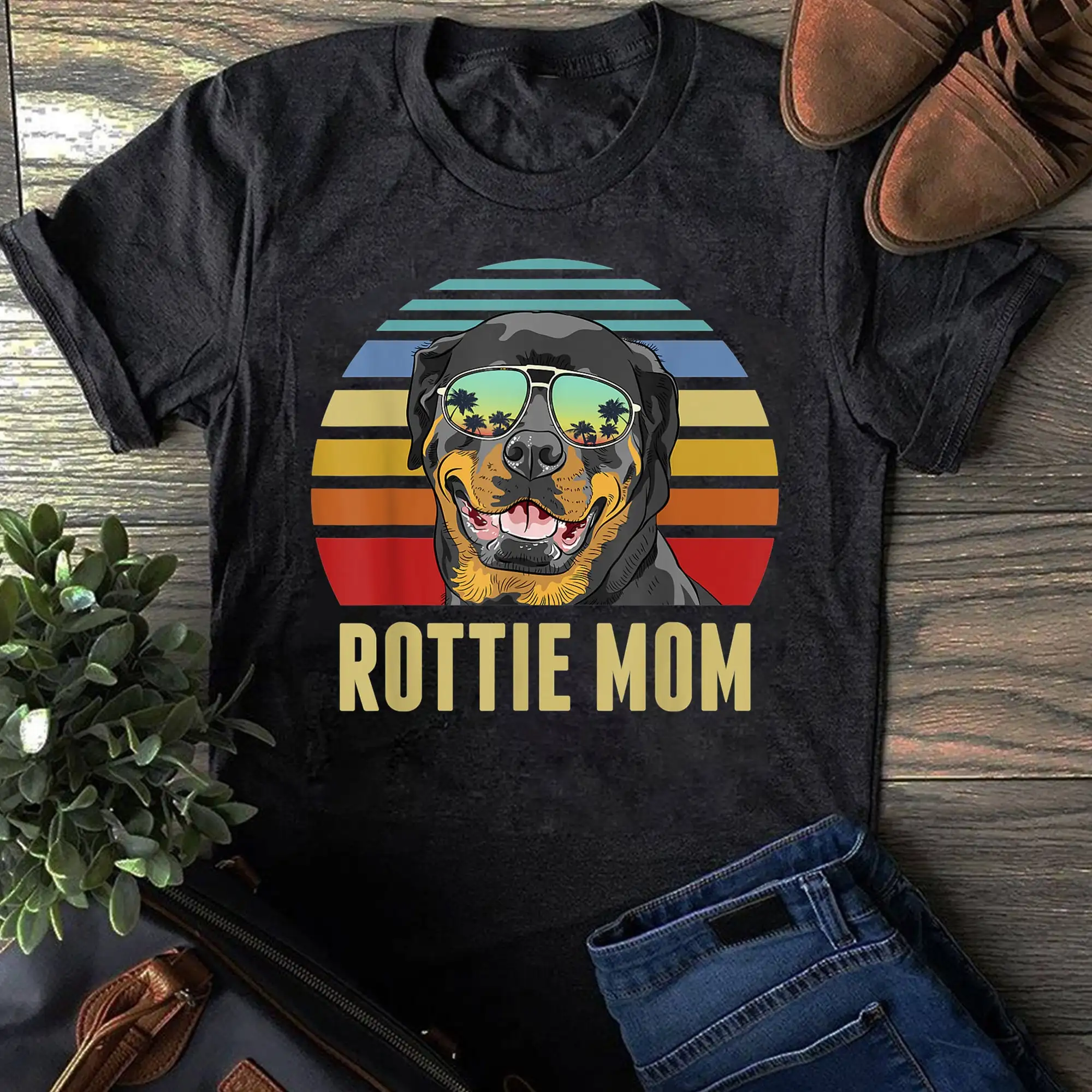 Retro Rottweiler Mom Rott Dog Mother Pet Rottie Mama T Shirt for Lovers Funny Vintage