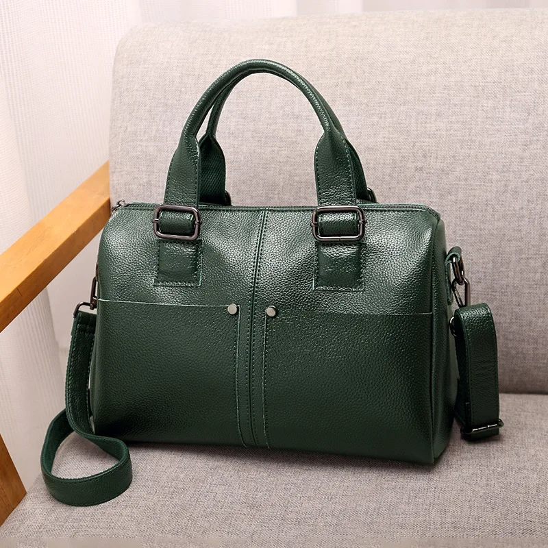 New Large Capacity Luxury Designer Handbag For Women Pillow Boston Top Handle Bags Ladies Leather Crossbody Messenger Bag Green