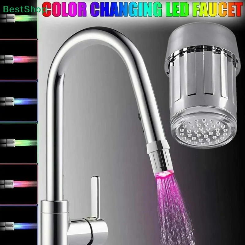 

〔R〕LED Water Faucet Light - Color Changing Temperature Sensor Faucet Light for Kitchen Sink & Bathroom Shower