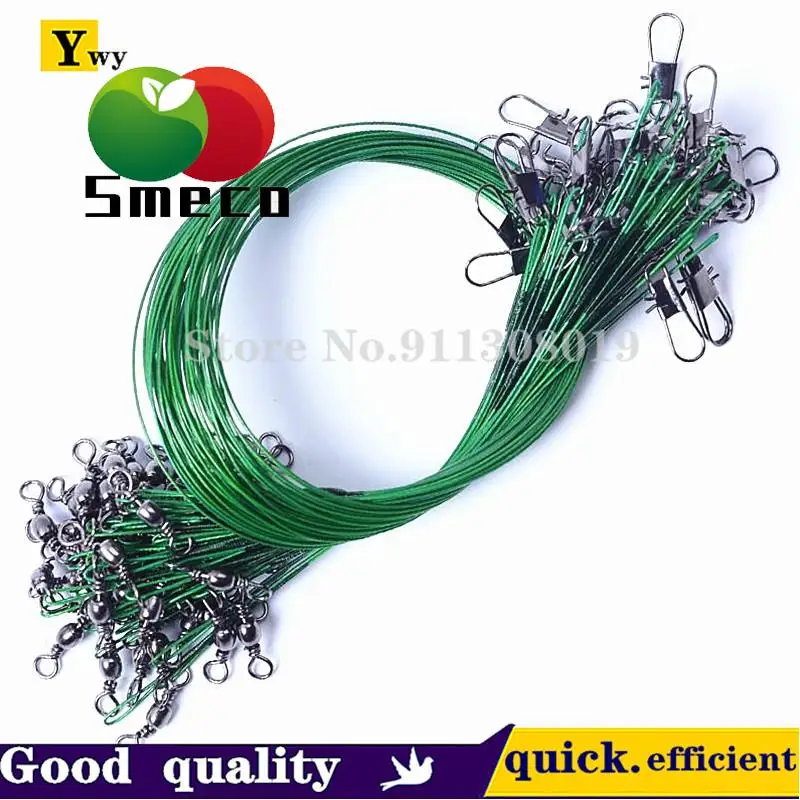 22pcs/lot  Anti Bite Steel Fishing Line Steel Wire Leader With Swivel Fishing Accessory Lead Core Leash Fishing Wire 15CM-30CM