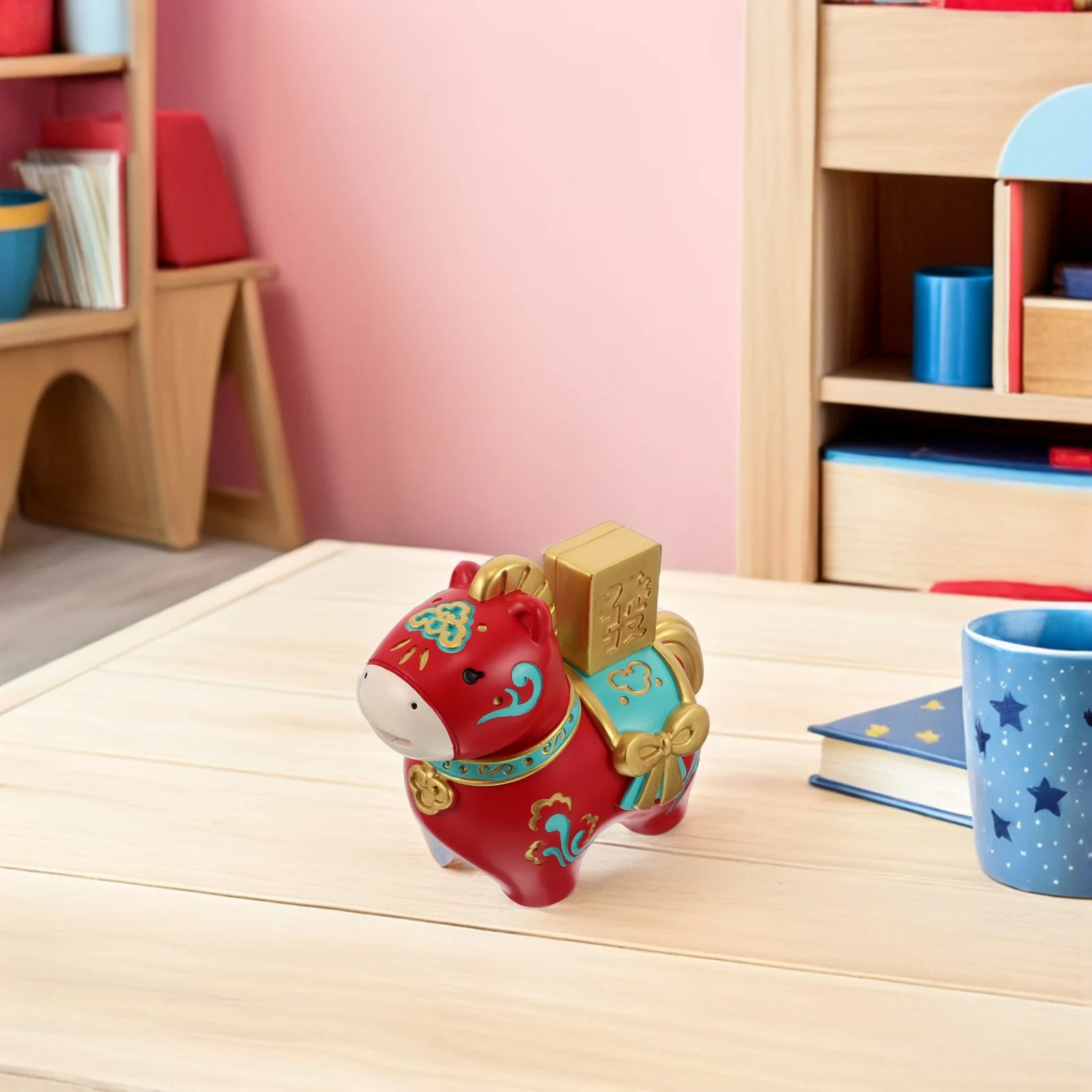 سنة الحصان حصالة على شكل حيوان 2026 السنة الصينية الجديدة زودياك هدية الراتنج الثروة الحظ حصالة حصان عملة البنك #6