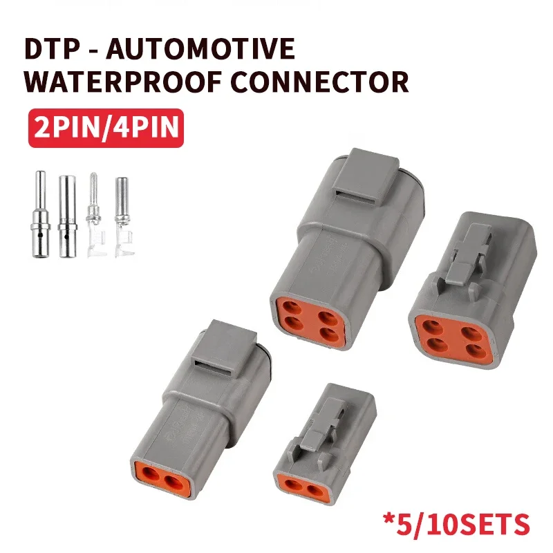 

5/10 Sets DTP04-2P-2S 4P-4SDEUTSCH Type Connector DT04-2P 4PAutomotive Male And FemaleConnector Waterproof Plug 2/4Pin