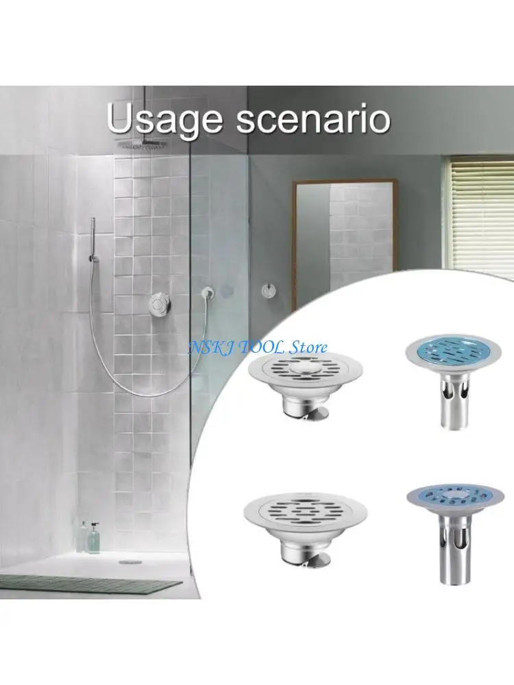 L8RC Round Shower Floor Drain Antiodor Drainer Shower Strainer Cover Easy to Install