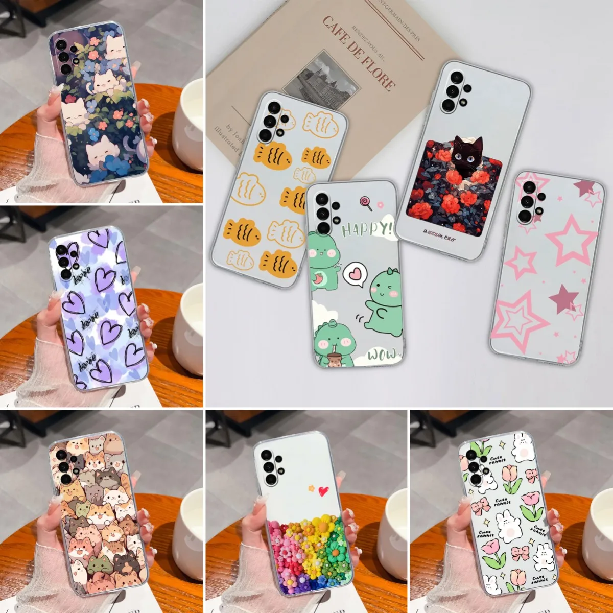 

Чехлы для телефонов Samsung A13 A14 4G 5G, прозрачные мягкие силиконовые защитные чехлы с милым динозавром для Samsung A13 A14 Bumper Capa