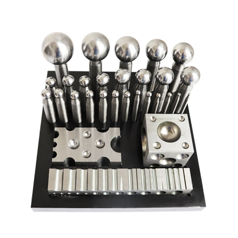 High Quality 26PCS Dapping Punch Metal Forming Doming Tool Set with Dapping Block