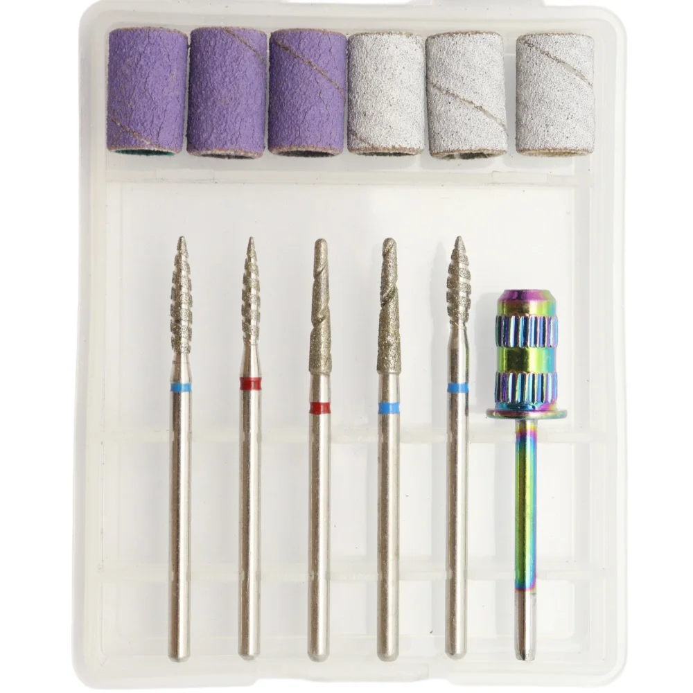 6Pcs Sanding Bands Mandrel Set – Diamond Nail Drill Bits with Sanding Sleeves, Shank Included, Manicure Pedicure Tool