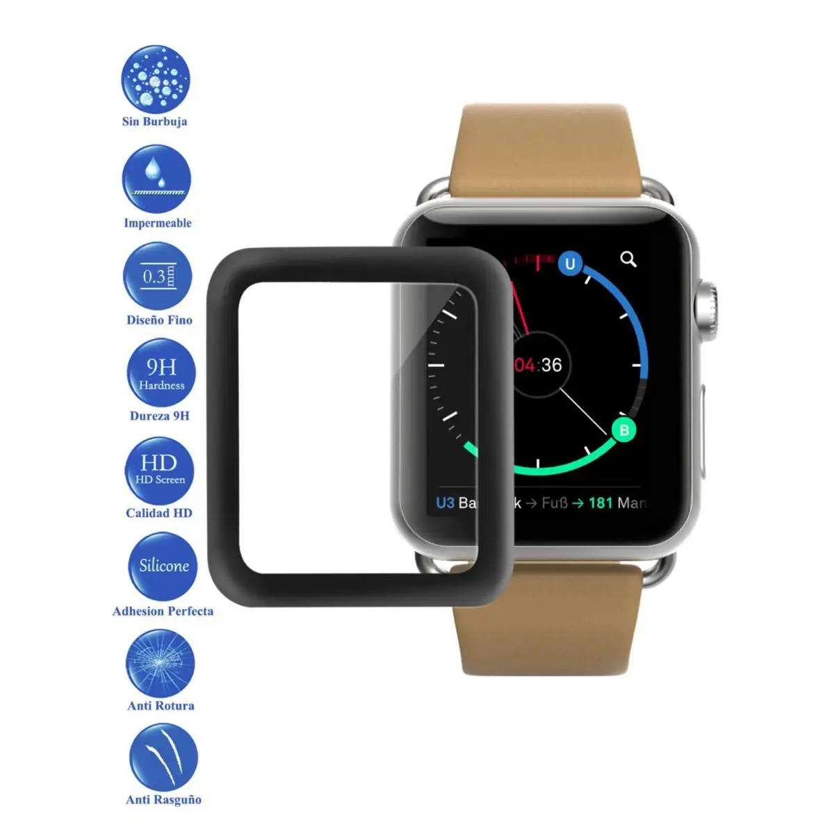 Apple watch series 4 44 mm full tempered glass Protector choose Color