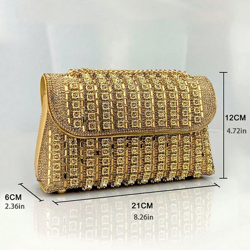 Glamorous Wallets for Women Luxury Designer Bags Diamond Shoulder Bag Women Party Bag Portable Messenger Bag Gold Bag